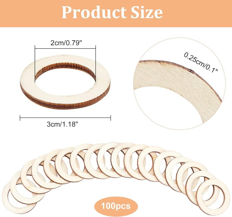 100 Pcs 30mm anelli in legno n - Wood Ring Blank recensione e prezzo